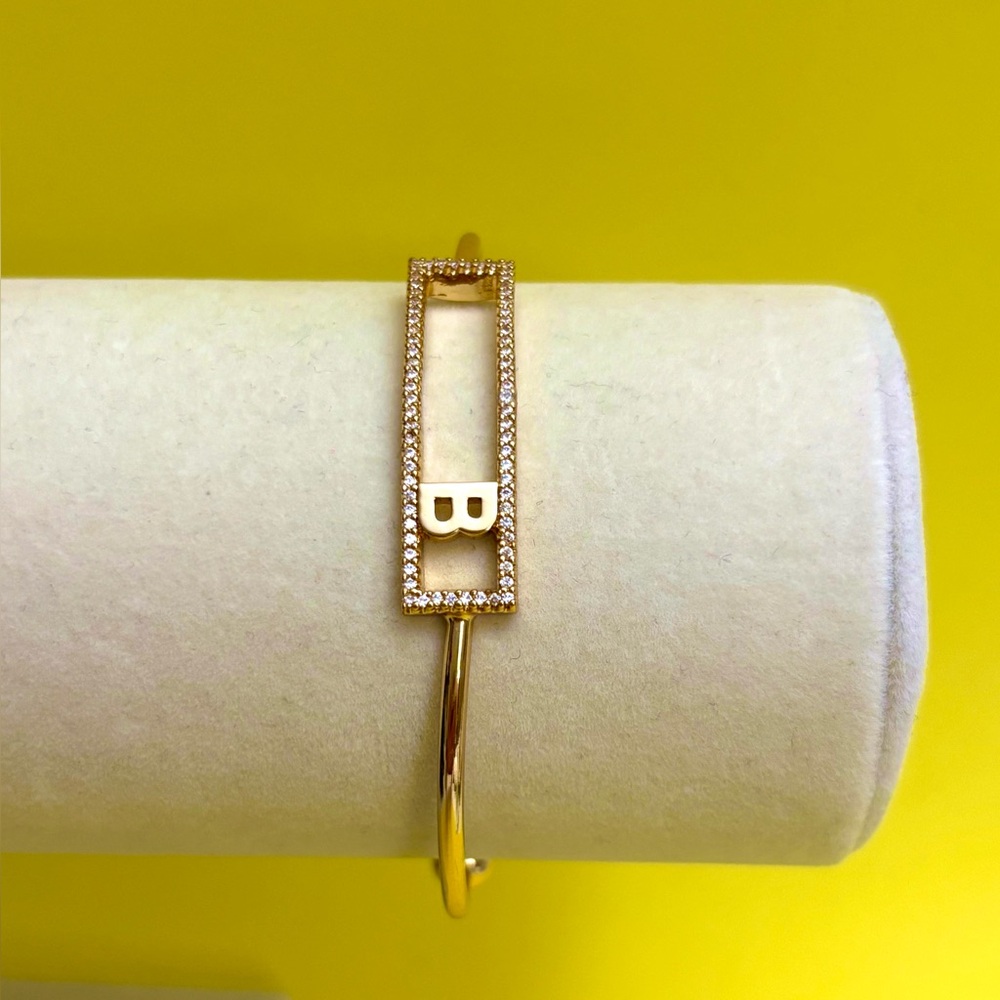 Gold Initial “ B” Bangle Bracelet